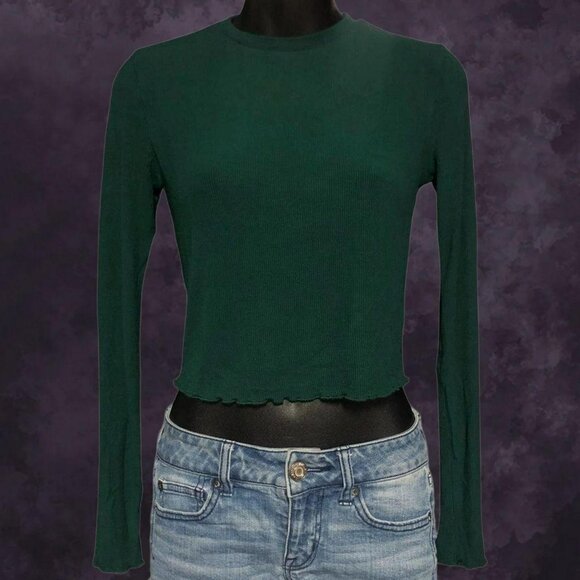 SWS Teal Ribbed Crop Top - Picture 1 of 4